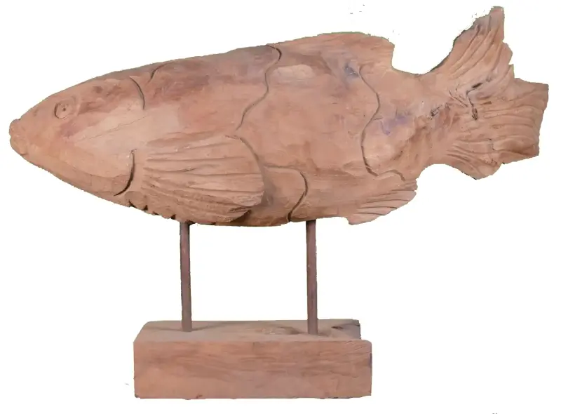 Product image 4 of the product “Carved fish wood on stand made from teak root pieces ”